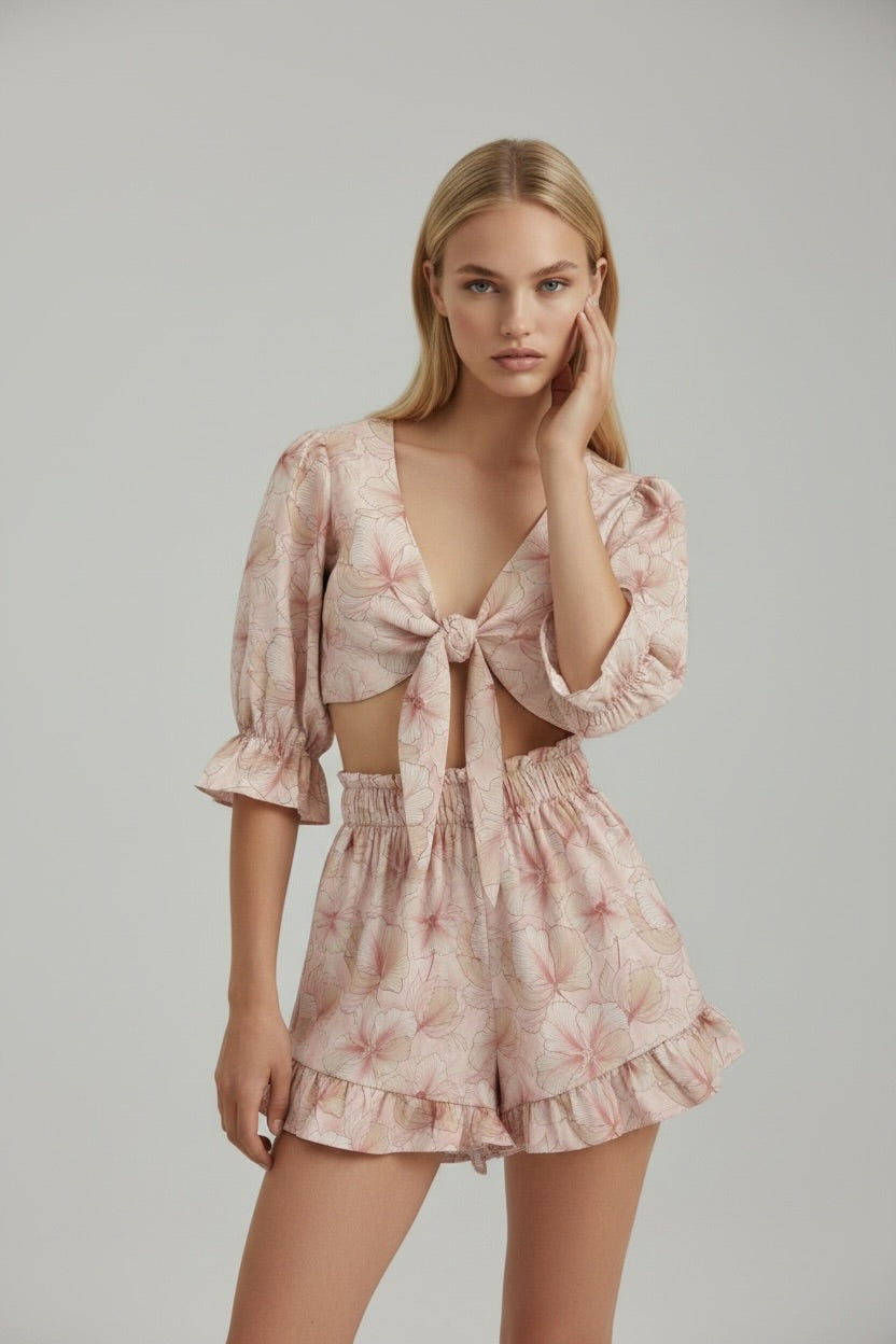 Shirt with Puff Sleeves Pink