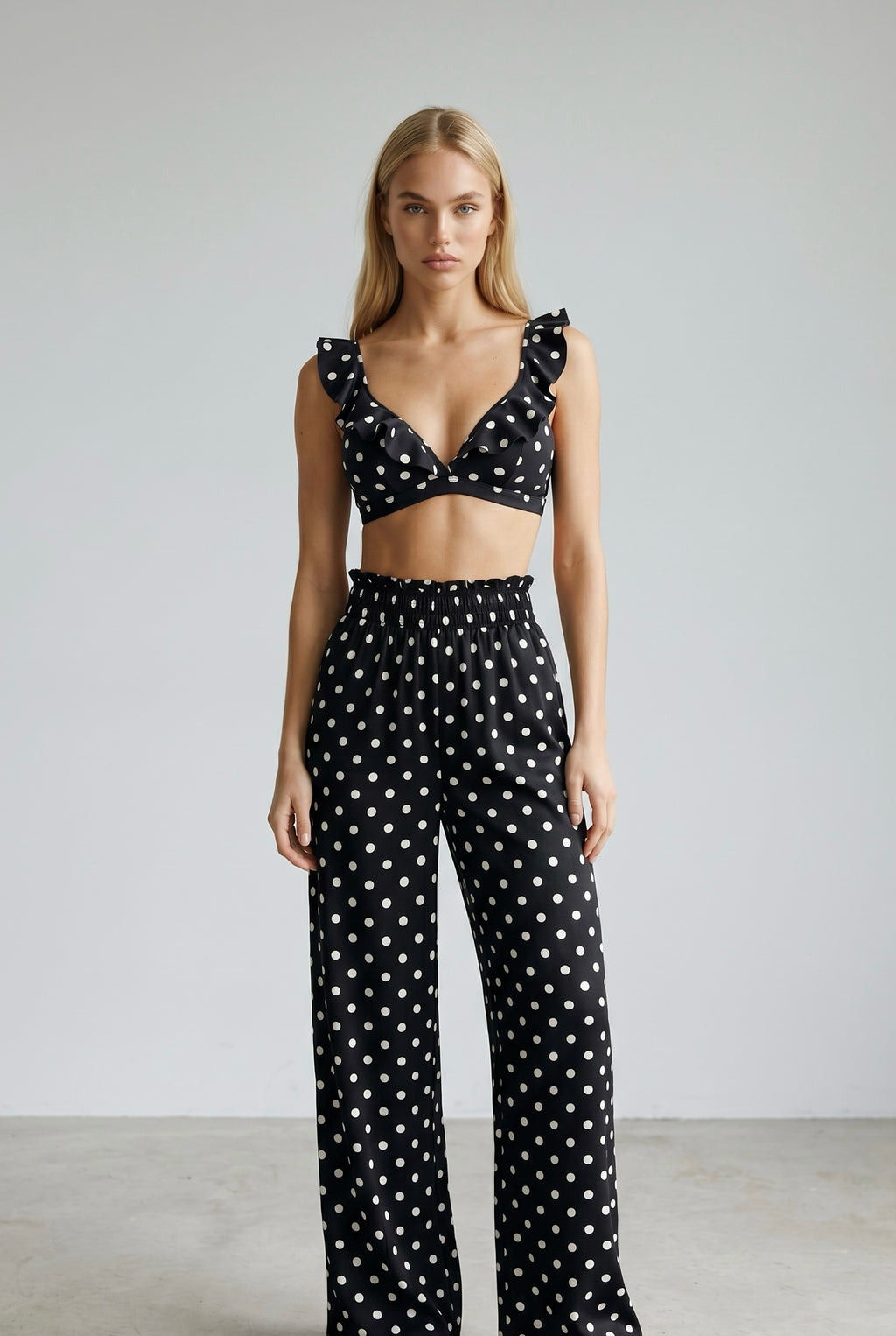 Polka Dots Top with Ruffles