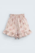 Flared Shorts with Ruffles Pink